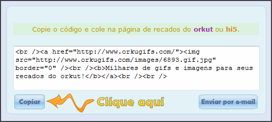 Copiar código HTML do recado