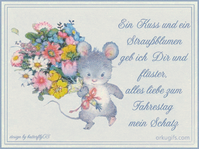 Ein Kuss und ein Straußblumen geb ich Dir und flüster, alles liebe zum Jahrestag mein Schatz