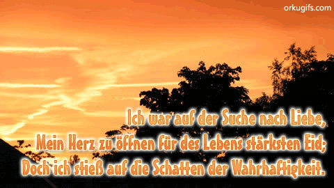 Ich war auf der Suche nach Liebe, 
Mein Herz zu öffnen für des Lebens stärksten Eid; 
Doch ich stieß auf die Schatten der Wahrhaftigkeit.