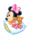 Baby Minnie hugging teddy bear