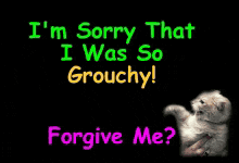 I'm sorry that i was so grouchy! Forgive me?