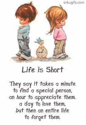 Life is short

They say it takes a minute
to find a special person,
an hour to appreciate them,
a day to love them,
but then an entire life
to forget them