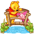Pooh and Piglet watching the river