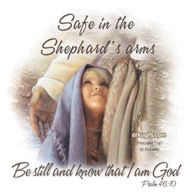 Safe in the Shepard's arms. Be still and know that I am God (Psalm 46:10)