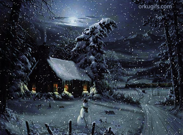 Snowing at night