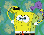 Spongebob brushing hair