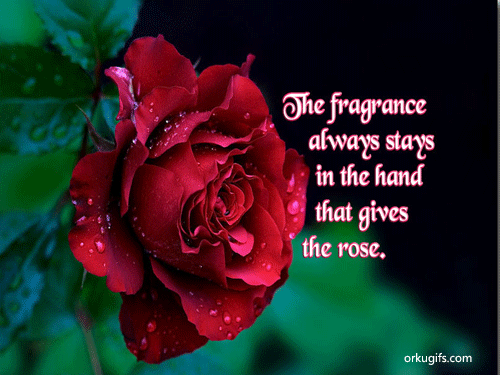 The fragrance always stay in the hand that gives the rose