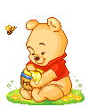 Bebê Pooh comendo mel
