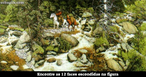 Encontre as 12 faces escondidas na figura