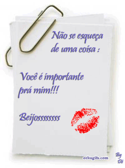 Não se esqueça de uma coisa: Você é importante pra mim!!! Beijosss