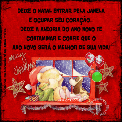 Deixe o Natal entrar pela janela 
e ocupar o seu coração...
Deixe a alegria do Ano Novo te
contaminar e confie que o 
Ano Novo será o melhor da sua vida!