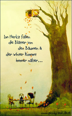 Im Herbst fallen die Blätter von der Bäume und der winter kommt immer näher