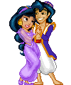Aladdin e Jasmin apaixonados